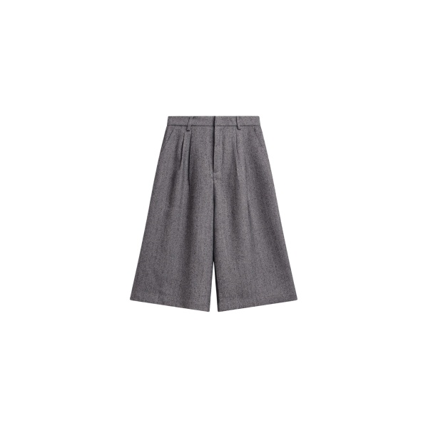 The Frankie Shop Dunley Bermuda Shorts - Charcoal Melange - Oversized Minimalist Shorts in Grey - Shop at Luxury Shoes 