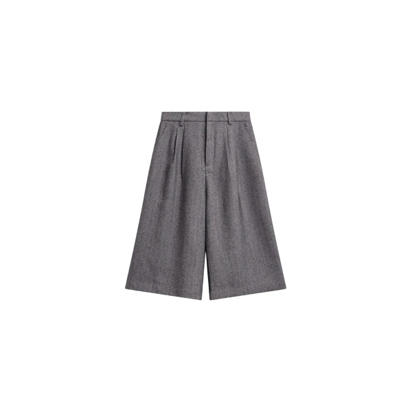 The Frankie Shop Dunley Bermuda Shorts - Charcoal Melange - Oversized Minimalist Shorts in Grey - Shop at Luxury Shoes 