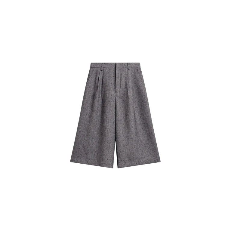 The Frankie Shop Dunley Bermuda Shorts - Charcoal Melange - Oversized Minimalist Shorts in Grey - Shop at Luxury Shoes 