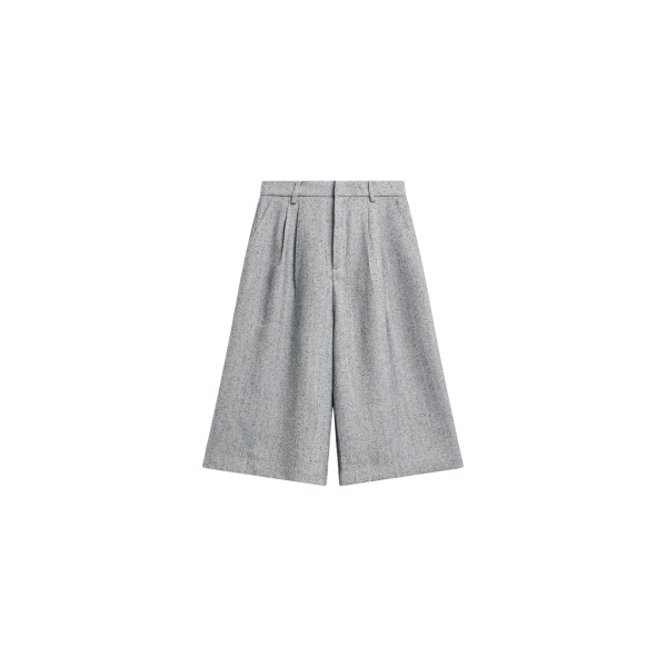 The Frankie Shop Dunley Bermuda Shorts - Grey Melange - Oversized Minimalist Shorts in Grey - Shop at Luxury Shoes 