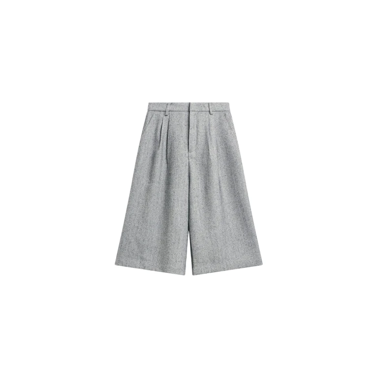 The Frankie Shop Dunley Bermuda Shorts - Grey Melange - Oversized Minimalist Shorts in Grey - Shop at Luxury Shoes 