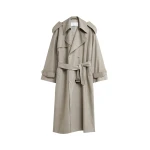 The Frankie Shop Dursley Oversized Trench Coat - Beige Melange - Oversized Minimalist Coats in Beige - Shop at Luxury Shoes 