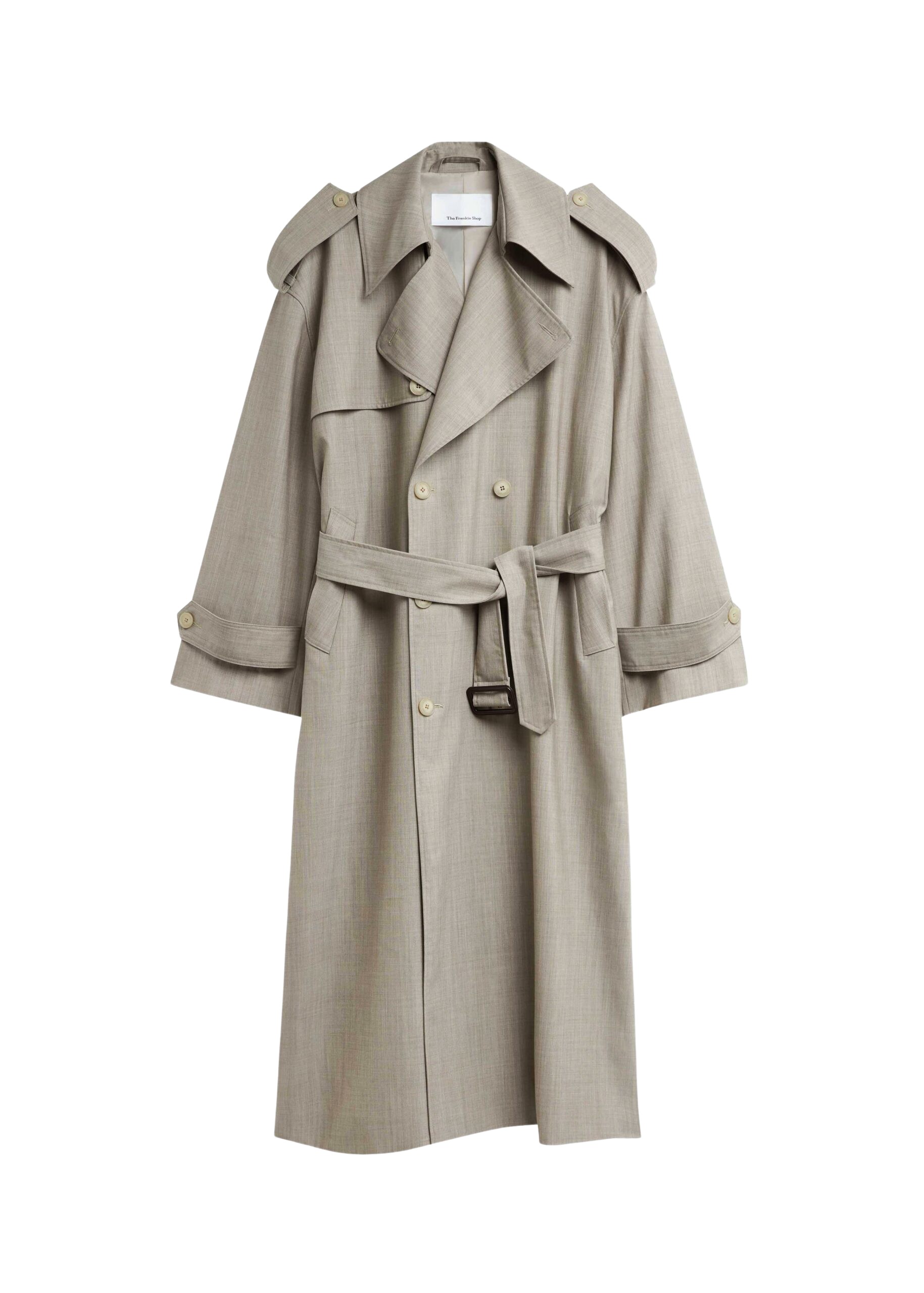 The Frankie Shop Dursley Oversized Trench Coat – Beige Melange