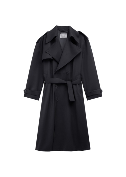 The Frankie Shop Dursley Tailored Trench Coat - Black - Oversized Minimalist Coats in Black - Shop at Luxury Shoes 
