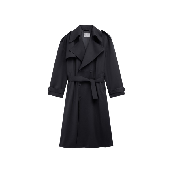The Frankie Shop Dursley Tailored Trench Coat - Black - Oversized Minimalist Coats in Black - Shop at Luxury Shoes 