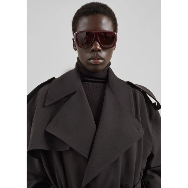 The Frankie Shop Dursley Tailored Trench Coat - Brown - Oversized Minimalist Coats in Beige - Shop at Luxury Shoes 