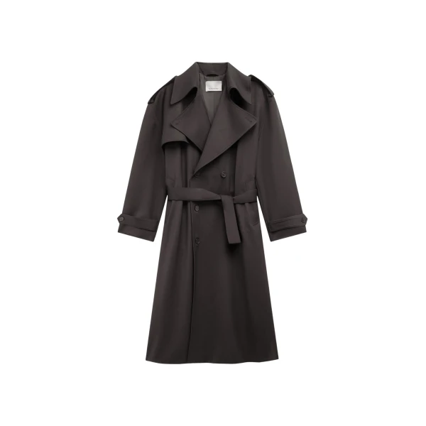 The Frankie Shop Dursley Tailored Trench Coat - Brown - Oversized Minimalist Coats in Beige - Shop at Luxury Shoes 