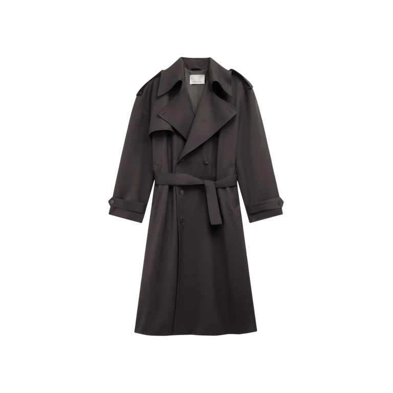The Frankie Shop Dursley Tailored Trench Coat - Brown - Oversized Minimalist Coats in Beige - Shop at Luxury Shoes 