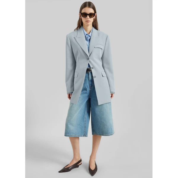 The Frankie Shop Duved Cinched Blazer - Slate Grey - Oversized Minimalist Jackets in Grey - Shop at Luxury Shoes 