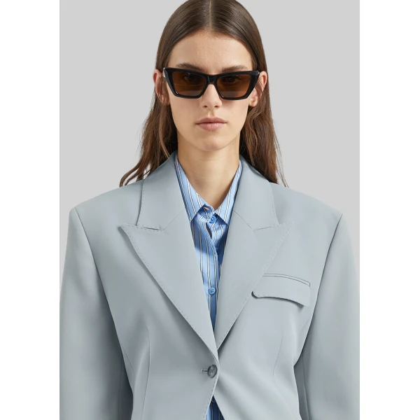 The Frankie Shop Duved Cinched Blazer - Slate Grey - Oversized Minimalist Jackets in Grey - Shop at Luxury Shoes 