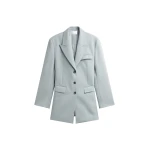 The Frankie Shop Duved Cinched Blazer - Slate Grey - Oversized Minimalist Jackets in Grey - Shop at Luxury Shoes 