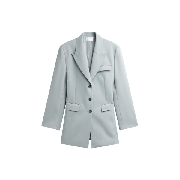 The Frankie Shop Duved Cinched Blazer - Slate Grey - Oversized Minimalist Jackets in Grey - Shop at Luxury Shoes 