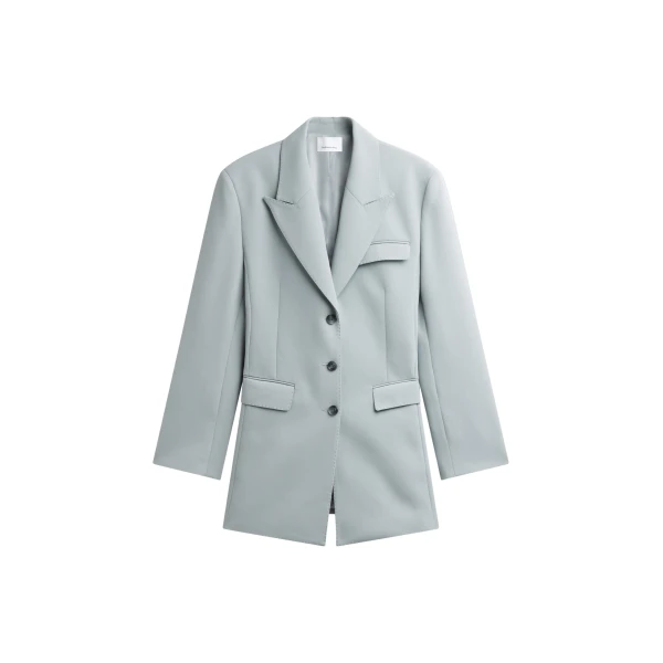 The Frankie Shop Duved Cinched Blazer - Slate Grey - Oversized Minimalist Jackets in Grey - Shop at Luxury Shoes 