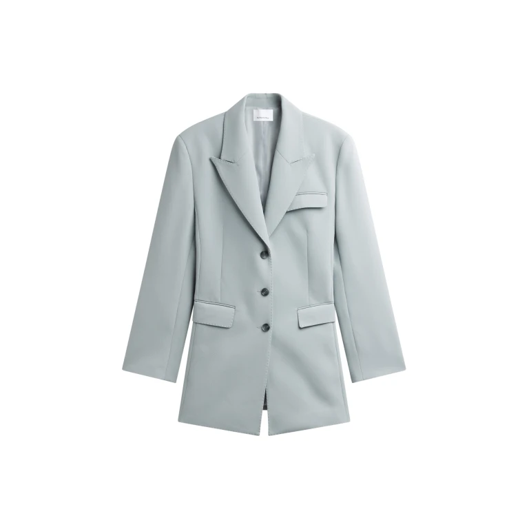 The Frankie Shop Duved Cinched Blazer - Slate Grey - Oversized Minimalist Jackets in Grey - Shop at Luxury Shoes 
