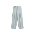 The Frankie Shop Duved Pleated Trousers - Slate Grey - Oversized Minimalist Pants in Grey - Shop at Luxury Shoes 
