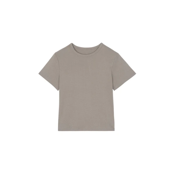 The Frankie Shop Eben Baby Tee - Taupe - Oversized Minimalist Tops in Beige - Shop at Luxury Shoes 