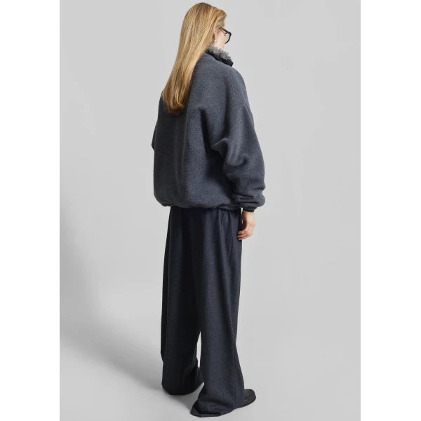 The Frankie Shop Edane Fleece Jacket - Dark Grey - Oversized Minimalist Jackets in Grey - Shop at Luxury Shoes 
