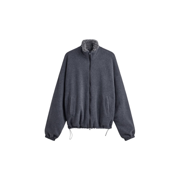 The Frankie Shop Edane Fleece Jacket - Dark Grey - Oversized Minimalist Jackets in Grey - Shop at Luxury Shoes 