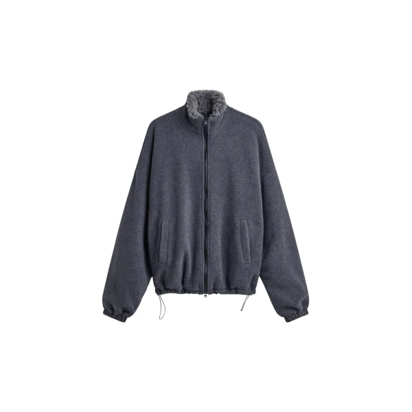 The Frankie Shop Edane Fleece Jacket - Dark Grey - Oversized Minimalist Jackets in Grey - Shop at Luxury Shoes 