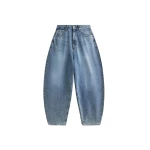 The Frankie Shop Elga Barrel Leg Jeans - Medium Wash - Oversized Minimalist Pants in Grey - Shop at Luxury Shoes 