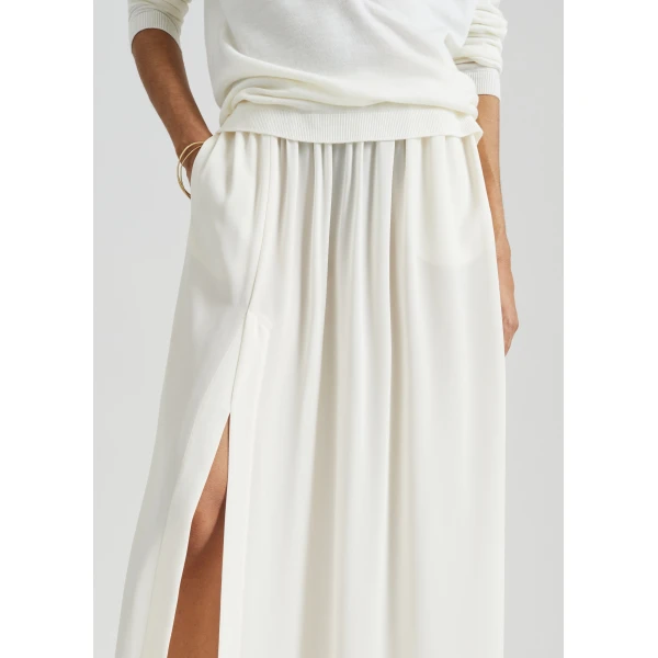 The Frankie Shop Elie Silk Fluid Maxi Skirt - Ivory - Oversized Minimalist Skirts in Ivory - Shop at Luxury Shoes 