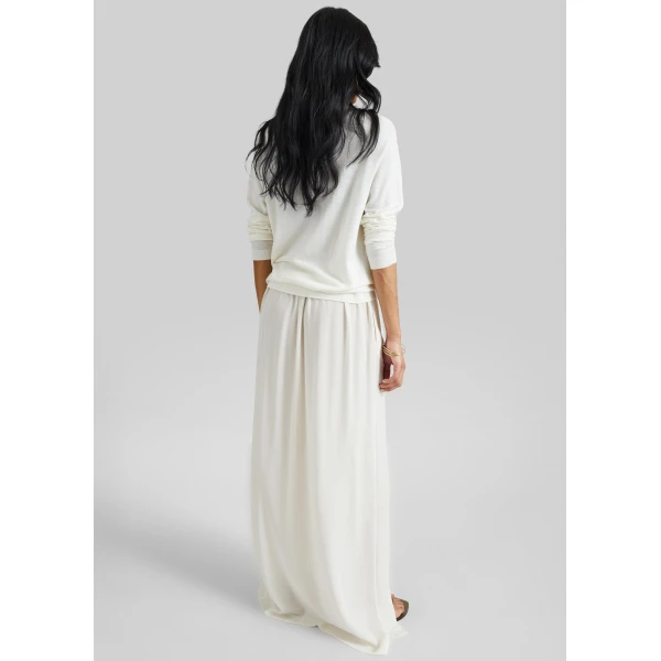 The Frankie Shop Elie Silk Fluid Maxi Skirt - Ivory - Oversized Minimalist Skirts in Ivory - Shop at Luxury Shoes 