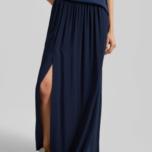 The Frankie Shop Elie Silk Fluid Maxi Skirt – Navy, view 3