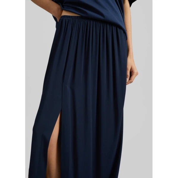 The Frankie Shop Elie Silk Fluid Maxi Skirt - Navy - Oversized Minimalist Skirts in Blue - Shop at Luxury Shoes 