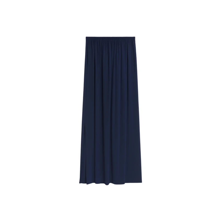The Frankie Shop Elie Silk Fluid Maxi Skirt - Navy - Oversized Minimalist Skirts in Blue - Shop at Luxury Shoes 