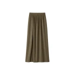 The Frankie Shop Elie Silk Fluid Maxi Skirt - Olive - Oversized Minimalist Skirts in Green - Shop at Luxury Shoes 