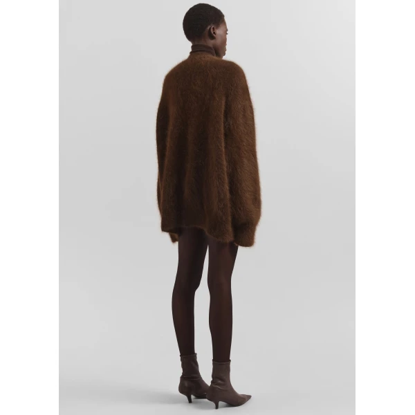 The Frankie Shop Elland Oversized Alpaca Cardigan - Olive Brown - Oversized Minimalist Knitwear in Beige - Shop at Luxury Shoes 