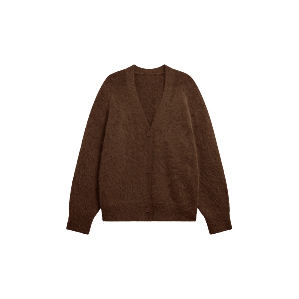 The Frankie Shop Elland Oversized Alpaca Cardigan - Olive Brown - Oversized Minimalist Knitwear in Beige - Shop at Luxury Shoes 