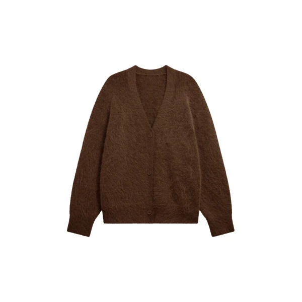 The Frankie Shop Elland Oversized Alpaca Cardigan - Olive Brown - Oversized Minimalist Knitwear in Beige - Shop at Luxury Shoes 