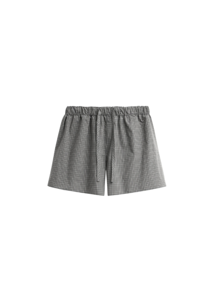 The Frankie Shop Ello Boxer Shorts - Checked Grey - Oversized Minimalist Shorts in Multicolour - Shop at Luxury Shoes 