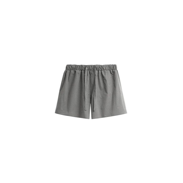 The Frankie Shop Ello Boxer Shorts - Checked Grey - Oversized Minimalist Shorts in Multicolour - Shop at Luxury Shoes 