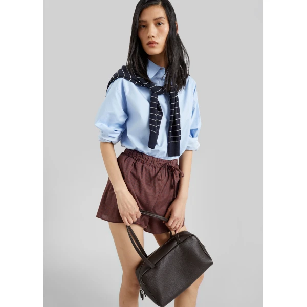 The Frankie Shop Ello Boxer Shorts - Checked Terracotta - Oversized Minimalist Shorts in Multicolour - Shop at Luxury Shoes 