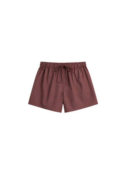 The Frankie Shop Ello Boxer Shorts - Checked Terracotta - Oversized Minimalist Shorts in Multicolour - Shop at Luxury Shoes 