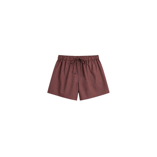 The Frankie Shop Ello Boxer Shorts - Checked Terracotta - Oversized Minimalist Shorts in Multicolour - Shop at Luxury Shoes 
