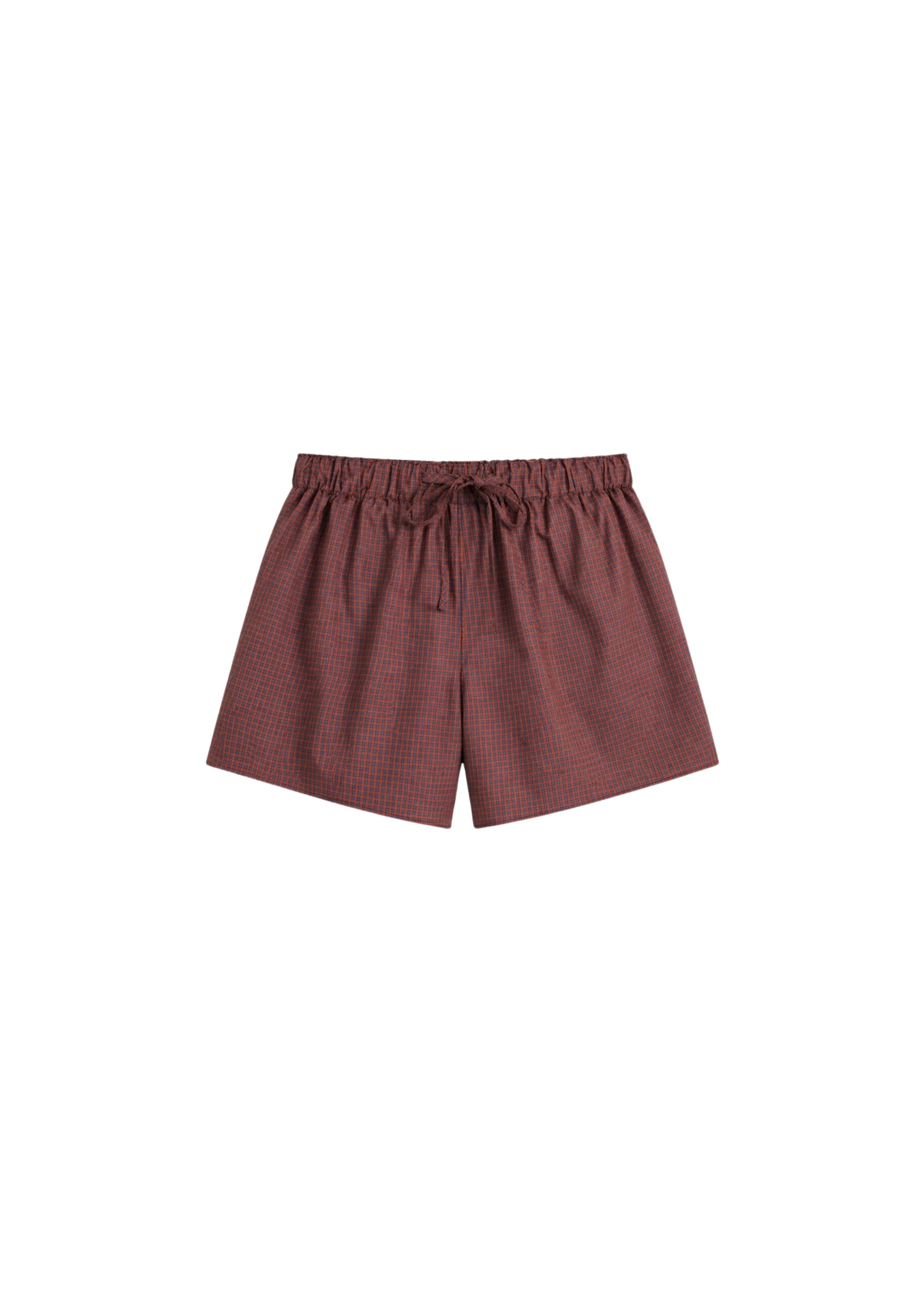 The Frankie Shop Ello Boxer Shorts – Checked Terracotta