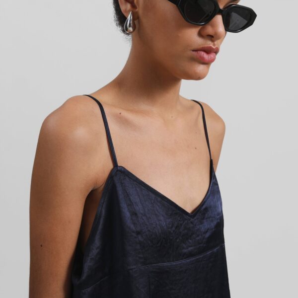 The Frankie Shop Elma Satin Mini Dress – Navy, view 3