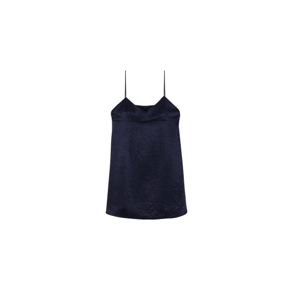 The Frankie Shop Elma Satin Mini Dress - Navy - Oversized Minimalist Dresses in Blue - Shop at Luxury Shoes 