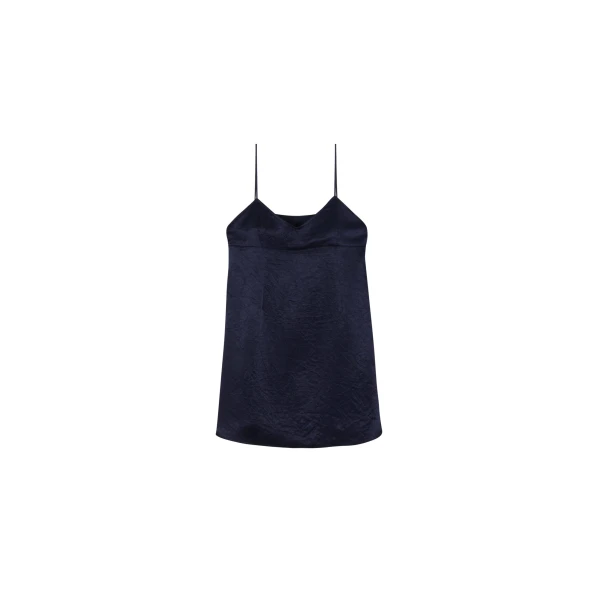 The Frankie Shop Elma Satin Mini Dress - Navy - Oversized Minimalist Dresses in Blue - Shop at Luxury Shoes 