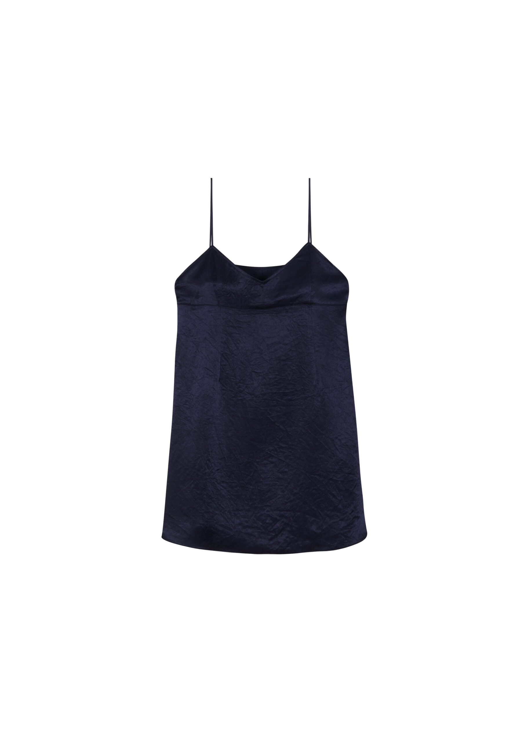 The Frankie Shop Elma Satin Mini Dress - Navy - Oversized Minimalist Dresses in Blue - Shop at Luxury Shoes 