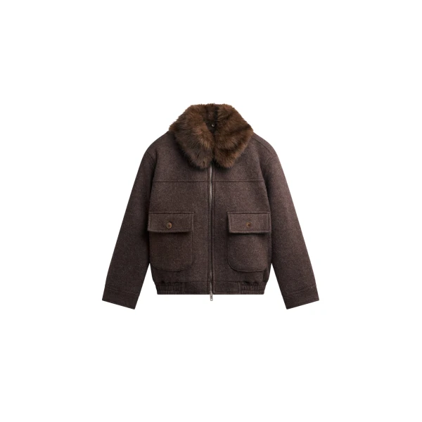 The Frankie Shop Elmont Brushed Wool Quilted Jacket - Brown - Oversized Minimalist Jackets in Beige - Shop at Luxury Shoes 