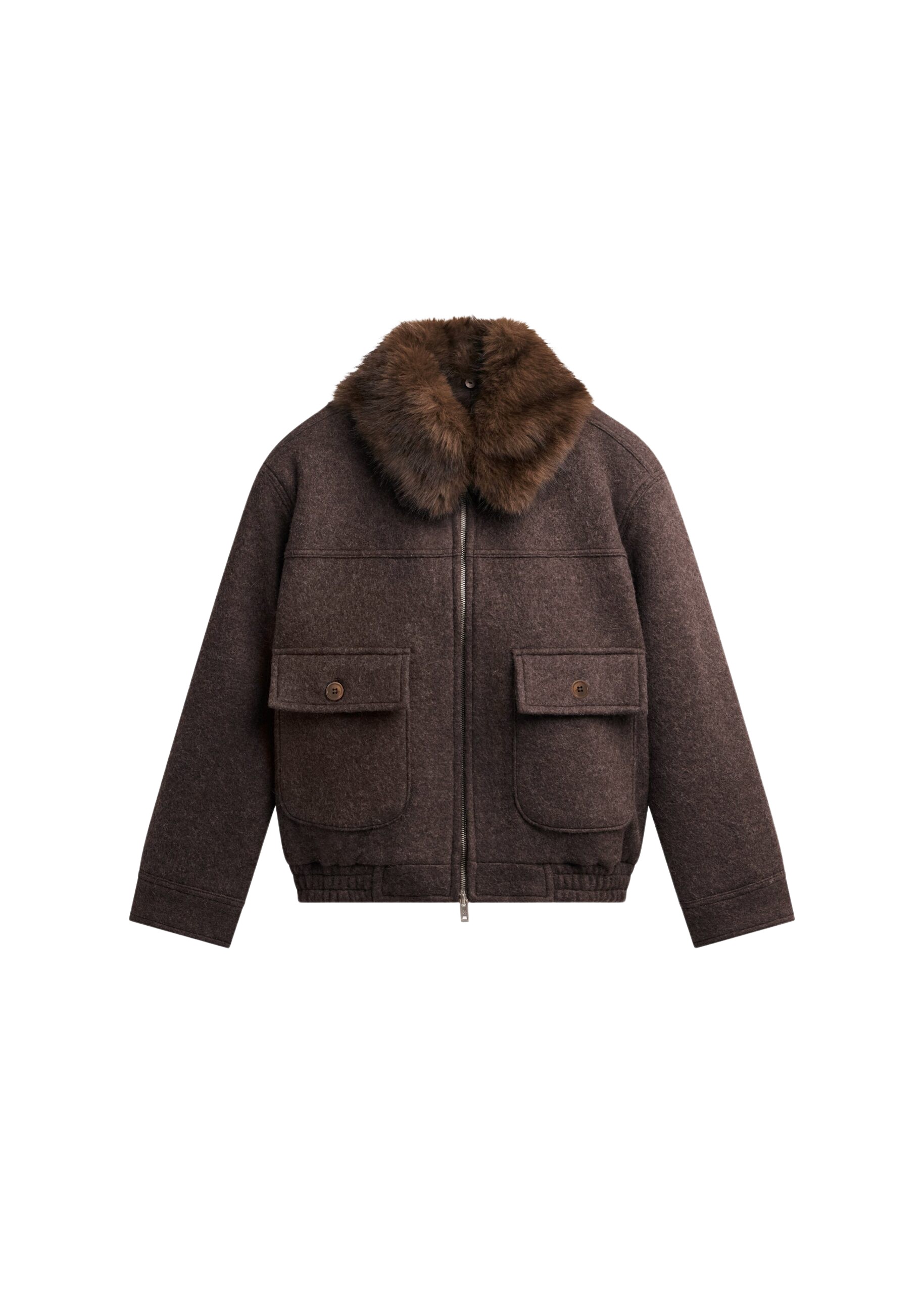 The Frankie Shop Elmont Brushed Wool Quilted Jacket – Brown