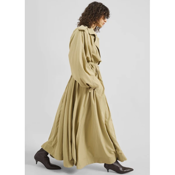 The Frankie Shop Elsdon Fluid Long Trench - Camel - Oversized Minimalist Coats in Beige - Shop at Luxury Shoes 