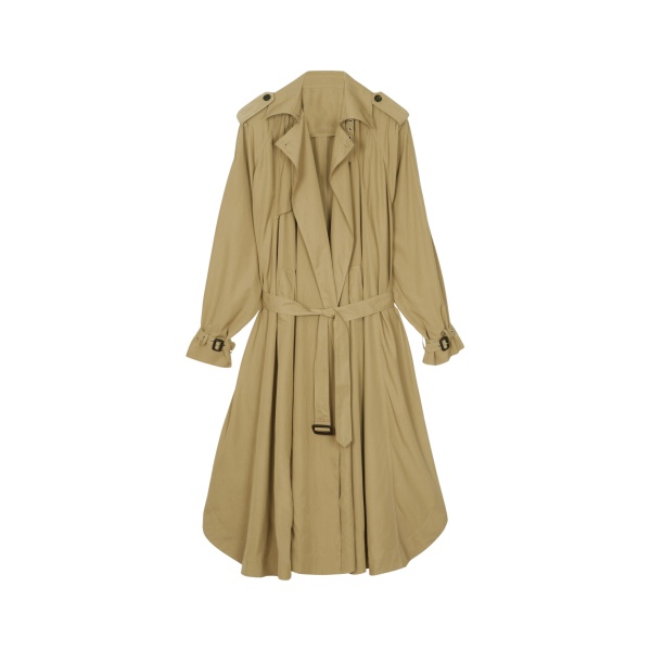 The Frankie Shop Elsdon Fluid Long Trench - Camel - Oversized Minimalist Coats in Beige - Shop at Luxury Shoes 