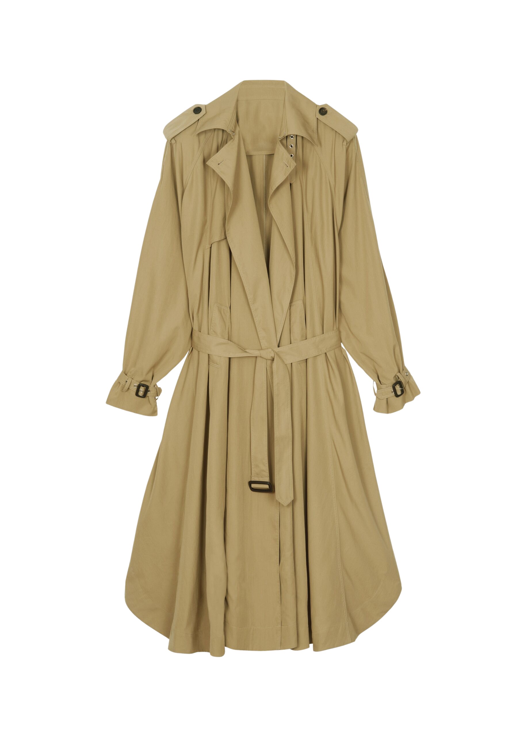 The Frankie Shop Elsdon Fluid Long Trench – Camel Coat