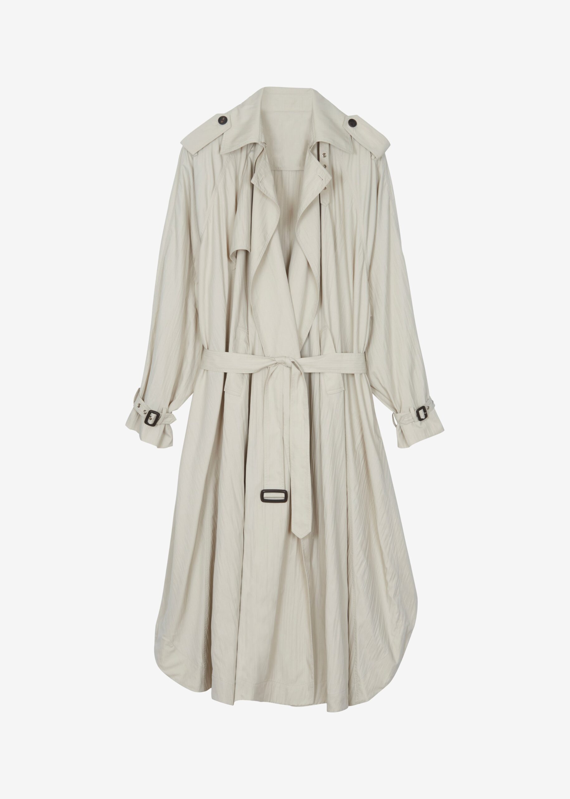 Elsdon Fluid Long Trench - Light Beige by The Frankie Shop - Coats The Frankie Shop Elsdon Fluid Long Trench - Light Beige - Oversized Minimalist Coats in Beige - Shop at Luxury Shoes