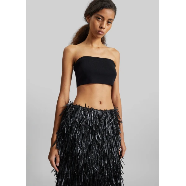 The Frankie Shop Elsie Knit Tube Top - Black - Oversized Minimalist Tops in Black - Shop at Luxury Shoes 
